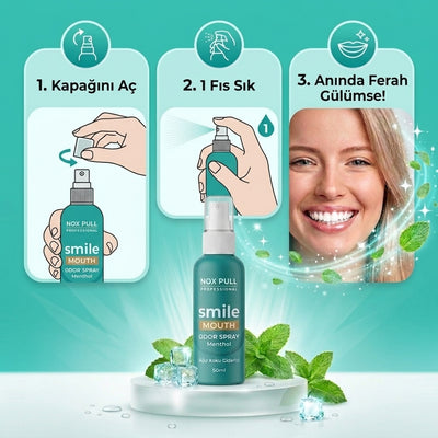 NOX PULL® Menthol Ağız Koku Spreyi - Anında Ferah Nefes & 24 Saat Hijyen (50ml)