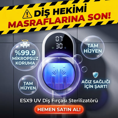 ESX9 LED Ekranlı Otomatik Kapaklı UV-C Diş Fırçası Sterilizatörü ve Tutucu