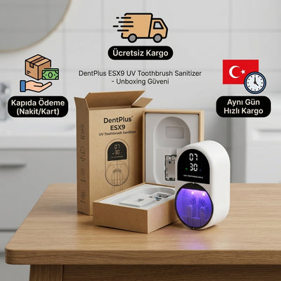 ESX9 LED Ekranlı Otomatik Kapaklı UV-C Diş Fırçası Sterilizatörü ve Tutucu